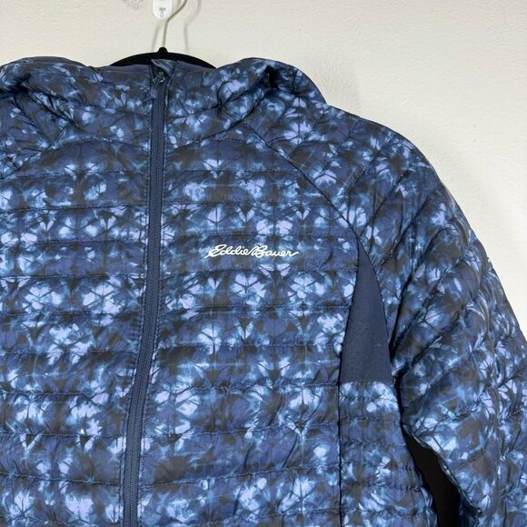 Eddie Bauer Women’s First Ascent Storm Down 800 Hooded Puffer Jacket Blue Medium - Picture 2 of 9
